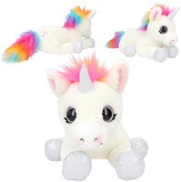 Depesche Plüsch Einhorn - Kuscheltier liegend 30 cm weiß Regenbogen