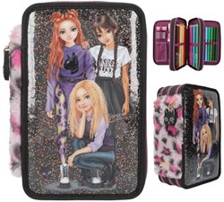 Depesche TOPModel 3-Fach Federmappe Rebel Kitty multicolor gefüllt