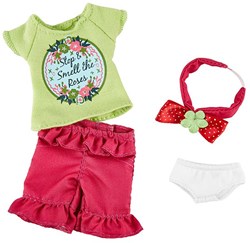 Kruselings Puppenkleidung Gärtner Outfit Sofia grün rosa Textil