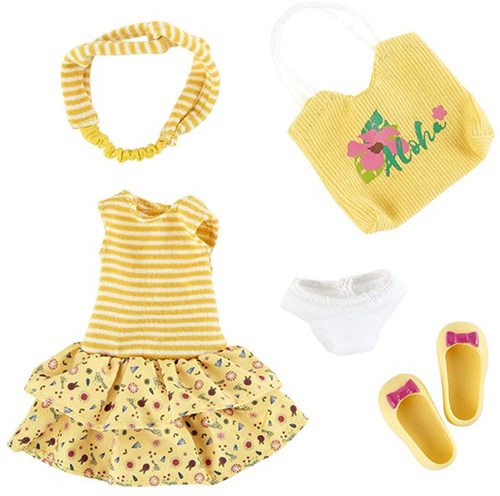 Kruselings Puppenkleidung Joy Summer Queen Outfit gelbes Zubehörset-2
