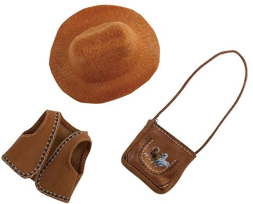 Kruselings Cowgirl Puppenkleidung Zubehör Set braun - Modepuppe-2