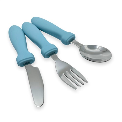 Smikkels - Silikon-Kinderbesteck 3-teilig - Blau