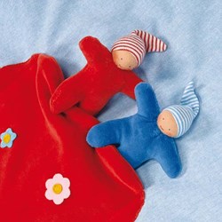 Käthe Kruse Baby Spielmatte blau - Spieldecke Sonne Mond Sterne 100x100cm