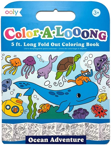 Ooly - Color-A-Looong ausklappbares Malbuch für Kinder (Ozeanabenteuer)