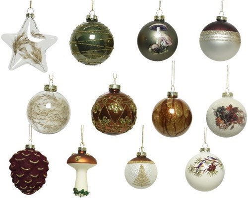 Decoris Weihnachtskugeln Glas Set 12 Stück Natur Luxus Weihnachtsdeko Planet Happy AT