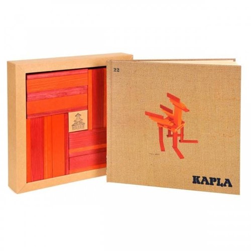 KAPLA 9000106 Holzplättchen 40er Box, rot und 20 orange + Buch