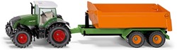 SIKU 1989, Fendt Traktor mit Hakenliftfahrgestell und Mulde, 1:50, Metall/Kunststoff, Grün, Voll funktionsfähiger Muldenanhänger 