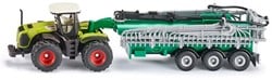 SIKU 1827, Claas Xerion Traktor mit Fasswagen, 1:87, Metall/Kunststoff, Grün, Ausschenkbarer Schleppschlauchverteiler