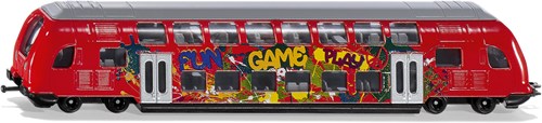 Siku Doppelstock-Zug Spielzeug - Metall Zug 1:87 rot Graffiti
