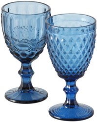 Boltze Home Weinglas blau 17cm - Aurora gefärbtes Glas, spülmaschinenfest