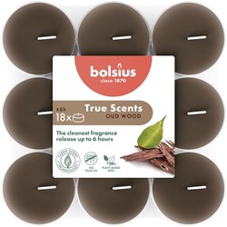 Bolsius Duft-Teelichter Wachskerzen Oud Wood 18 Stück vegan