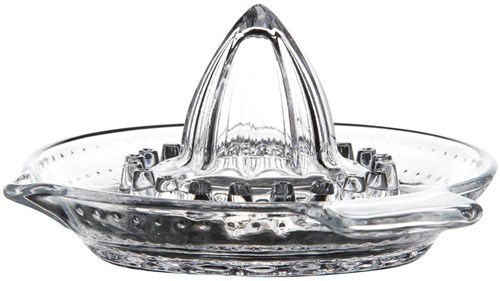 Citruspresse Glas transparent - manuelle Fruchtpresse mit Ausgießer