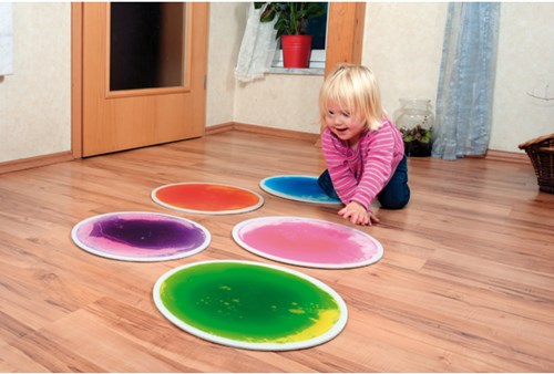 Eduplay sensorische Spielmatten rund Set - bunte Bodenkacheln für Kinder-3