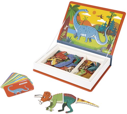Janod Magnetbuch Dinosaurier - Lernspielzeug mit Magneten für Kinder