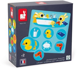 Janod Lotto Das Haus - Lernspiel für Kinder - Haustiere und Räume - FSC Karton