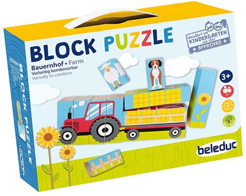 Beleduc Blockpuzzle Bauernhof Lernspielzeug bunt Karton-2