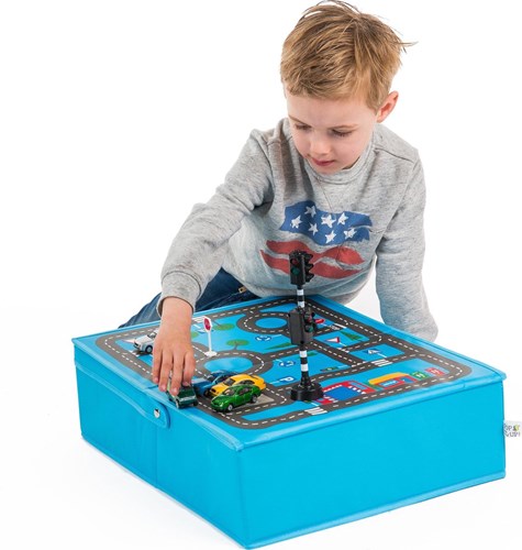 Pop-it-Up Garage Aufbewahrungsbox - Spielzeugkiste und Spielmatte - Für Autos und anderes Spielzeug-3