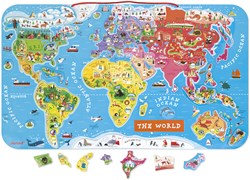 Janod Magnettafel Weltkarte - Lernspielzeug aus Holz Englisch