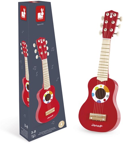 Janod Gitarre Spielzeug - Confetti Holzgitarre für Kinder - Musikspaß-2