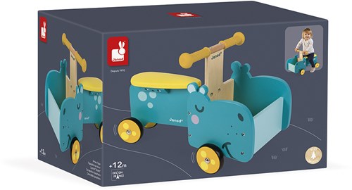 Janod Holz-Lastenrad Nilpferd - Lauflernrad mit Stauraum-2