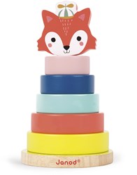 Janod Holz Stapelturm Fuchs - Baby Forest - buntes Spielzeug