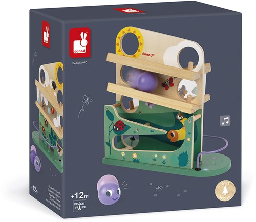 Janod Holz Kugelbahn Raupe - Lernspielzeug - buntes Design-2