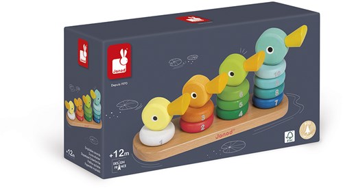 Janod Holz Stapelspiel - Lernspielzeug Entenfamilie-2