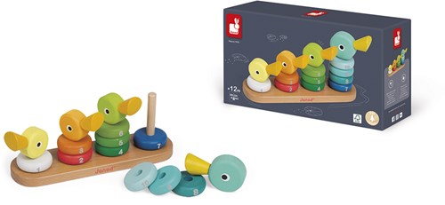 Janod Holz Stapelspiel - Lernspielzeug Entenfamilie-3