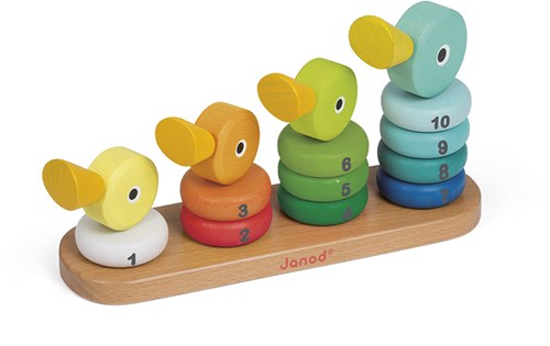 Janod Holz Stapelspiel - Lernspielzeug Entenfamilie