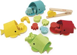 Janod Holz Farbenspiel Wal - Lernspielzeug Motorik für Kinder