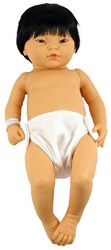 Babypuppe Junge 52 cm Vinyl Puppe mit Haar und Windel - realistisches Spielzeug