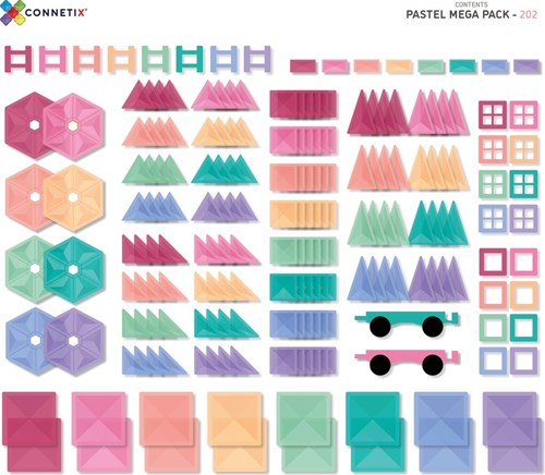 Connetix Magnetkacheln Pastell Mega Pack 202 Stück-2