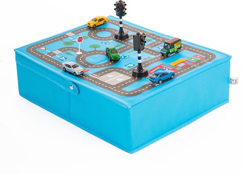 Pop-it-Up Garage Aufbewahrungsbox - Spielzeugkiste und Spielmatte - Für Autos und anderes Spielzeug-2