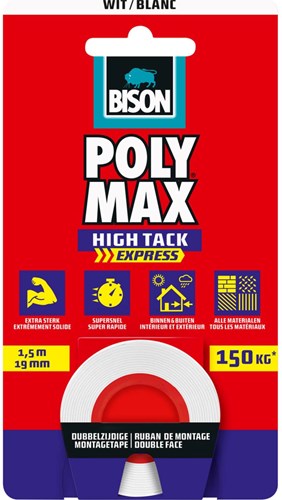 Bison Montageband weiß - Poly Max Tape 1,5 m doppelseitig extra stark