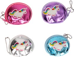 Mini Geldbörse Einhorn metallic silber mit Kettchen - Kinderaccessoire