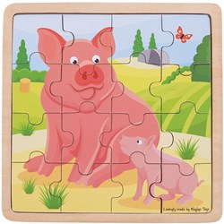 BigJigs Holzpuzzle Schwein und Ferkel Lernspielzeug