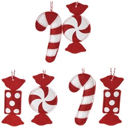 Kersthangers Filz Bonbon Dekoration Set von 12 Multicolor Weihnachtsbaum
