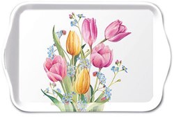 Ambiente Tablett Tulpenstrauß Kunststoff 13x21cm buntes Design