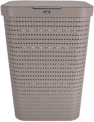 Rotho Wäschekorb Kunststoff 55 Liter cappuccino mit Deckel - Country