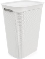 Rotho Wäschekorb 50 Liter weiß - Kunststoff Wäschebox mit Griffen