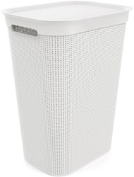Rotho Wäschekorb 50 Liter weiß - Kunststoff Wäschebox mit Griffen