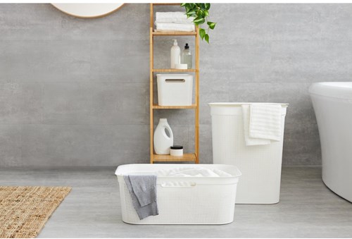 Rotho Wäschekorb 50 Liter weiß - Kunststoff Wäschebox mit Griffen-2