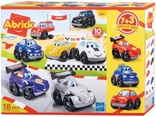 Abrick Spielzeug Rennwagen Set - 10 Fahrzeuge Kunststoff