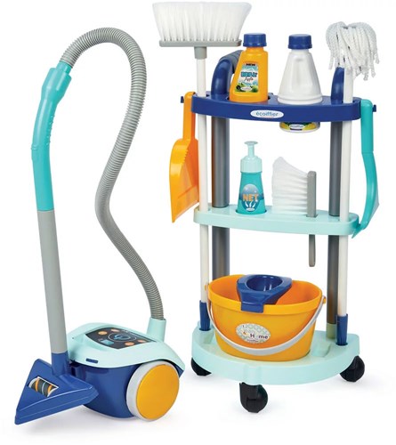 Ecoiffier Putzwagen Spielzeug mit Staubsauger und Zubehör für Kinder