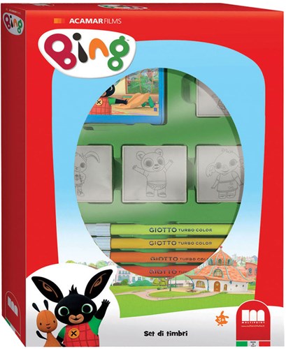 Multiprint Bing Stempelset mit 4 Holzstempeln und Filzstiften
