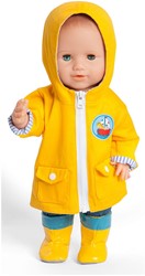 Heless 1525 - Wendeanorak mit Kapuze für Puppen im Design Maritim, Größe 28 - 35 cm, schützt vor Wind und Wetter