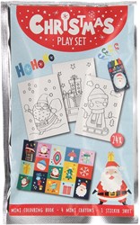 Kreatives Weihnachts-Malbuch-Set mit Wachsmalstiften und Stickerbogen