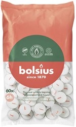Bolsius Teelicht weiß 6 Stunden Beutel 60 Stück - lange Brenndauer Kerzen