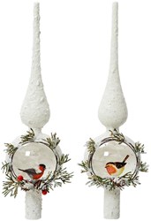Decoris Christbaumspitze Glas Rotkehlchen 31cm Weihnachtsdeko