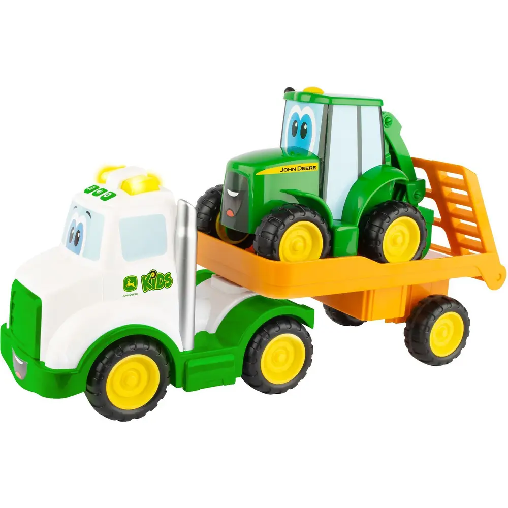 John Deere Spielzeugtraktor und Transportwagen - interaktives Bauernhoffahrzeug